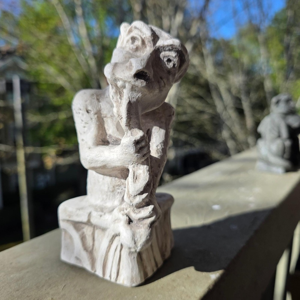 VTG Notre Dame Gargoyle Bone Eater Statue Gothic Grotesque Plaster Figurine 5.5"
